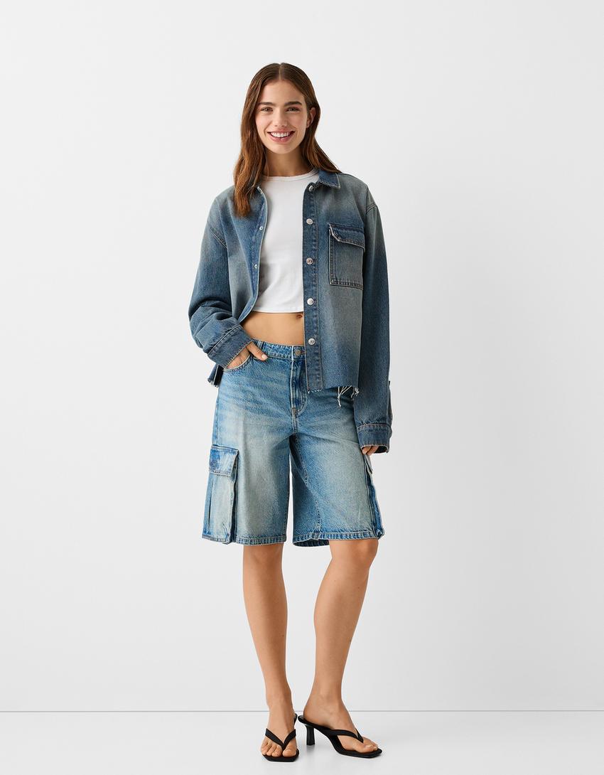 Camisa denim cropped-Azul lavado-3