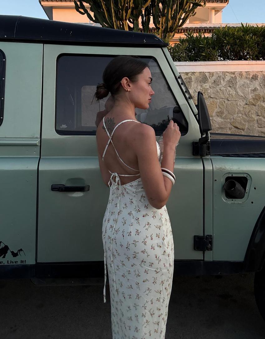 Vestido midi estampado-Verde-1