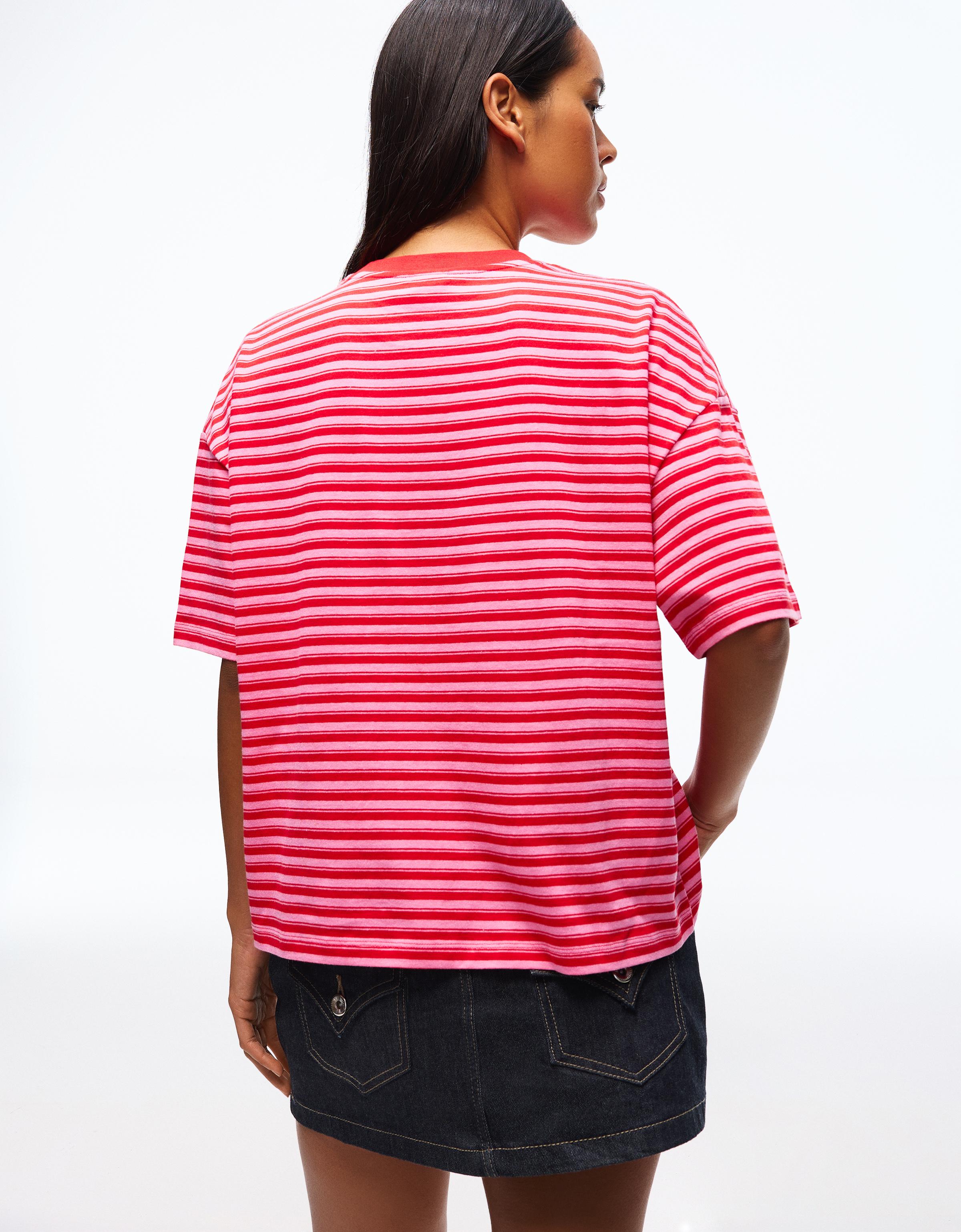 Boxy fit striped T-shirt — Pink