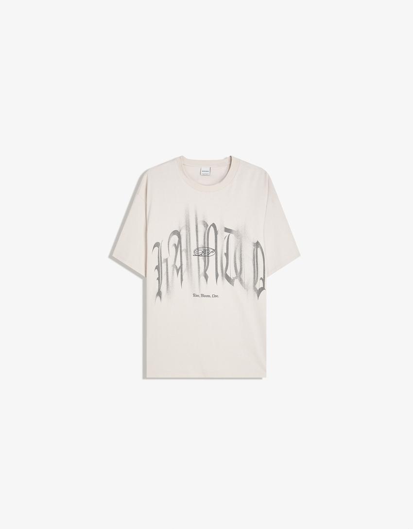 Short sleeve T-shirt with print-Camel-4