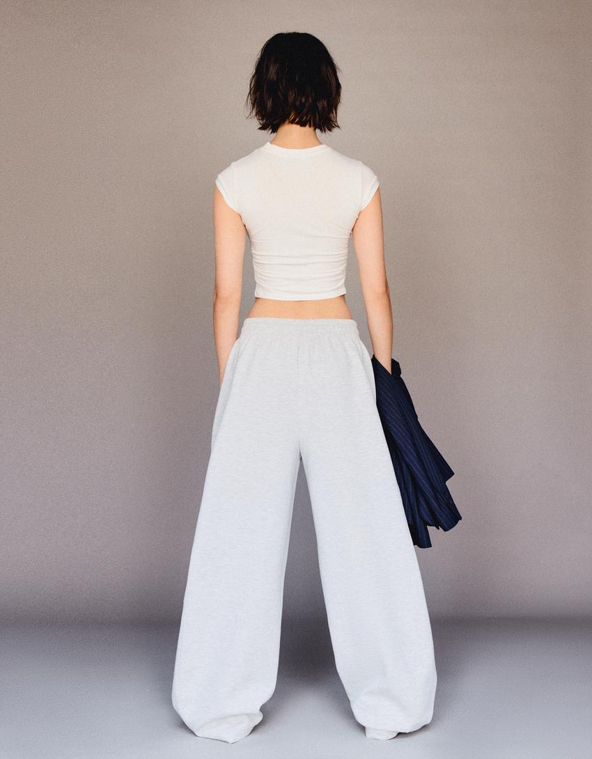 Plyšové barrel nohavice-Sivá