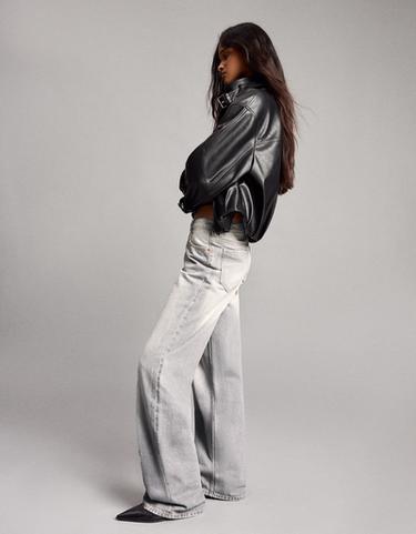High-waist straight wide-leg jeans — Grey 3
