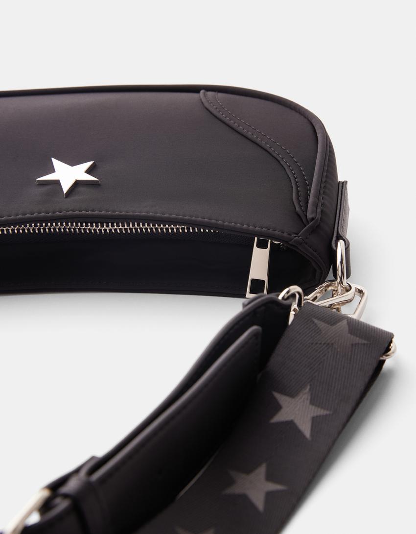 Mala a tiracolo multiposições pormenor-Preto-2