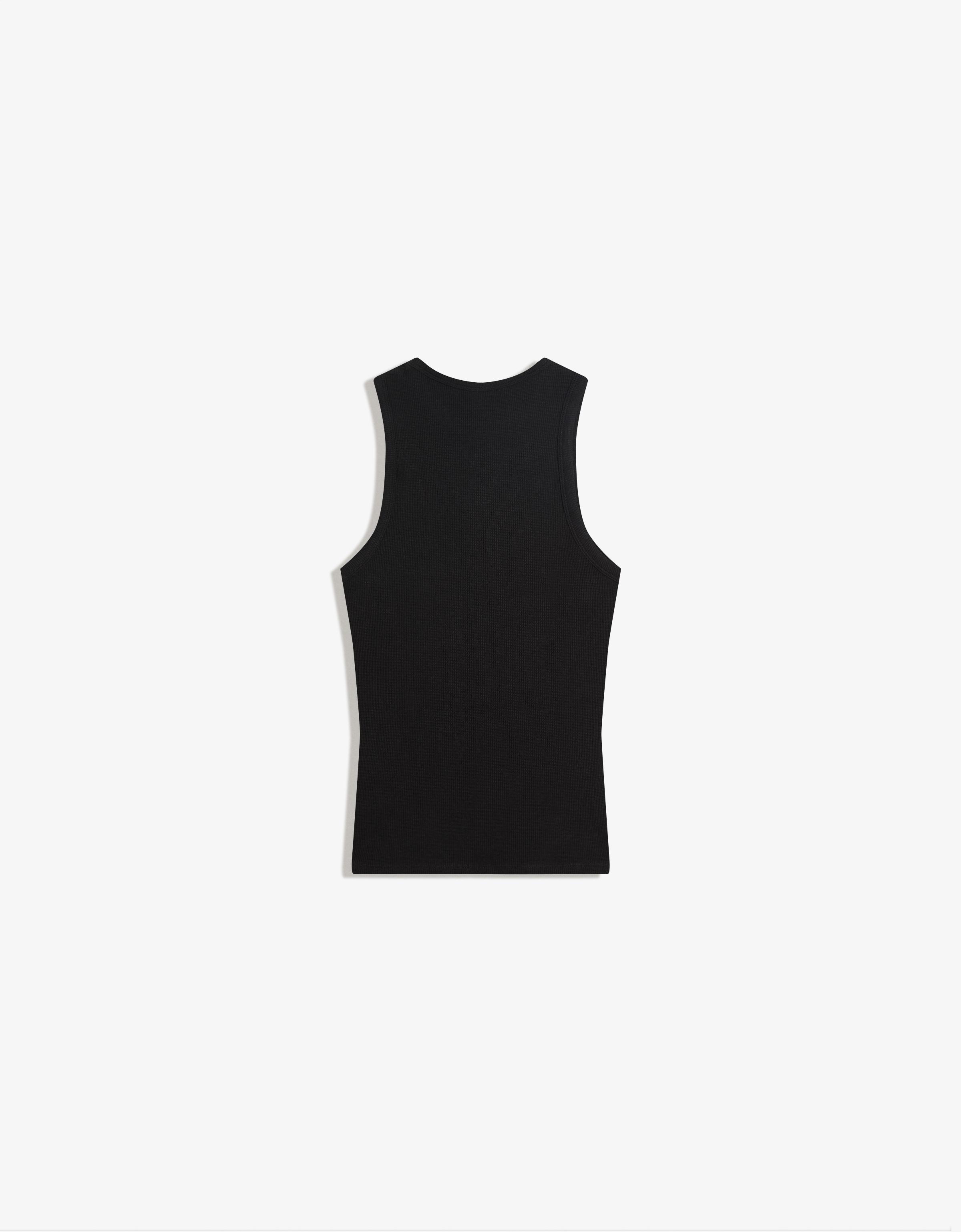 Waffle print vest top — Black
