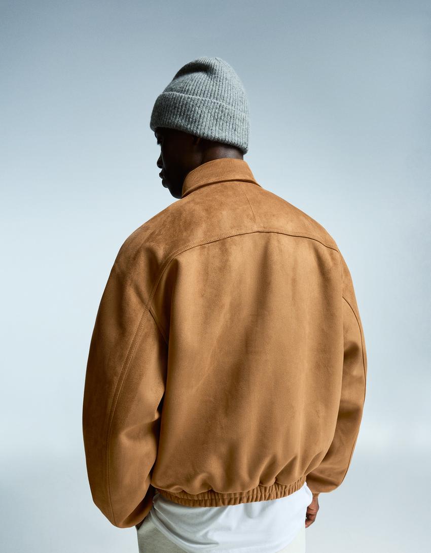 Faux suede jacket-Sand