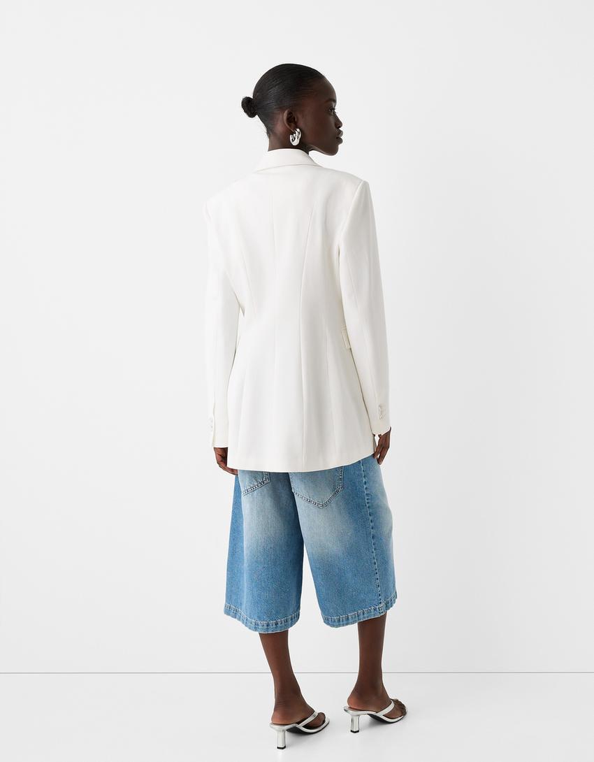 بليزر بصف أزرار مزدوج-كريمي-1