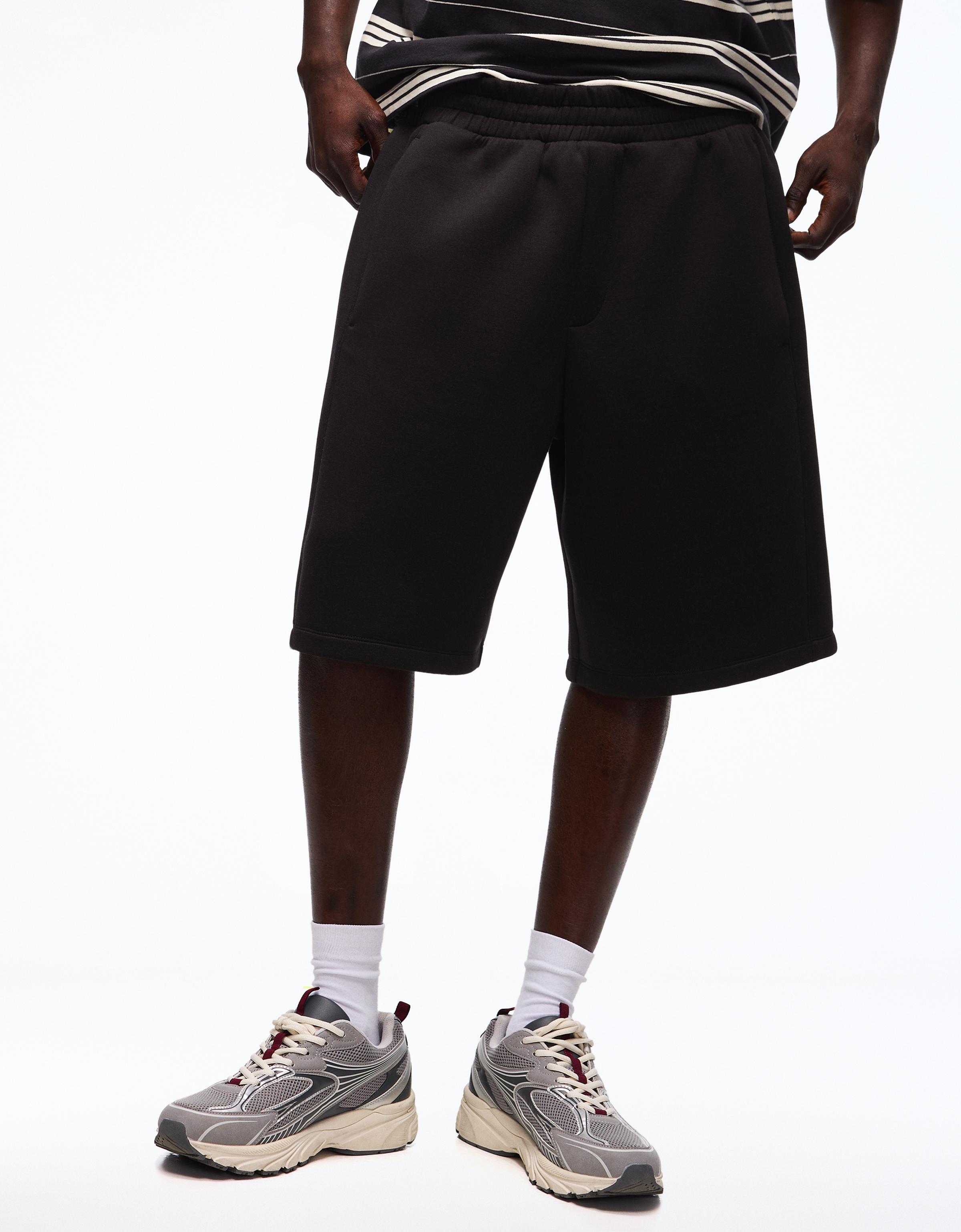 Oversize neoprene Bermuda shorts — Black