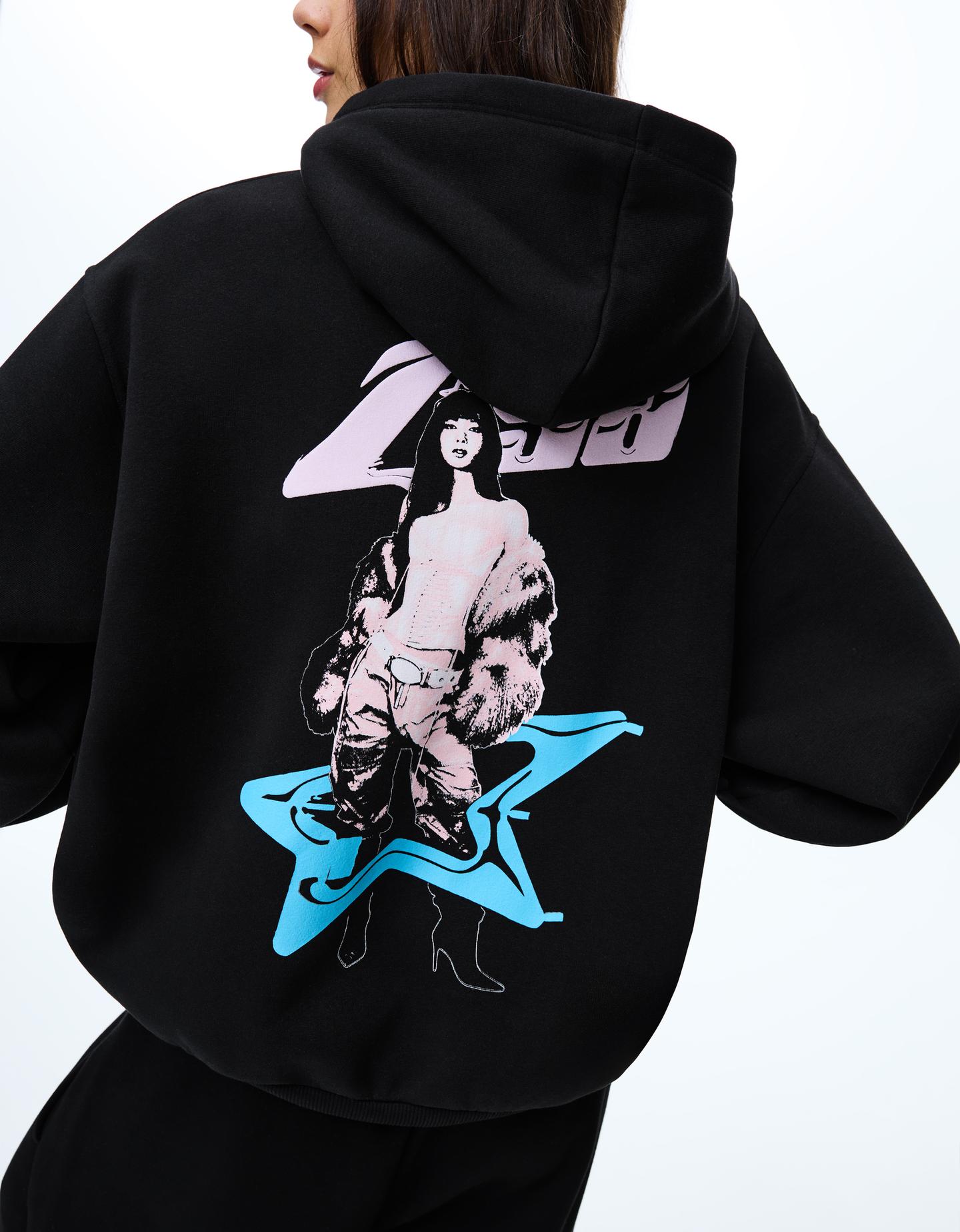Bershka lisa hoodie czarny