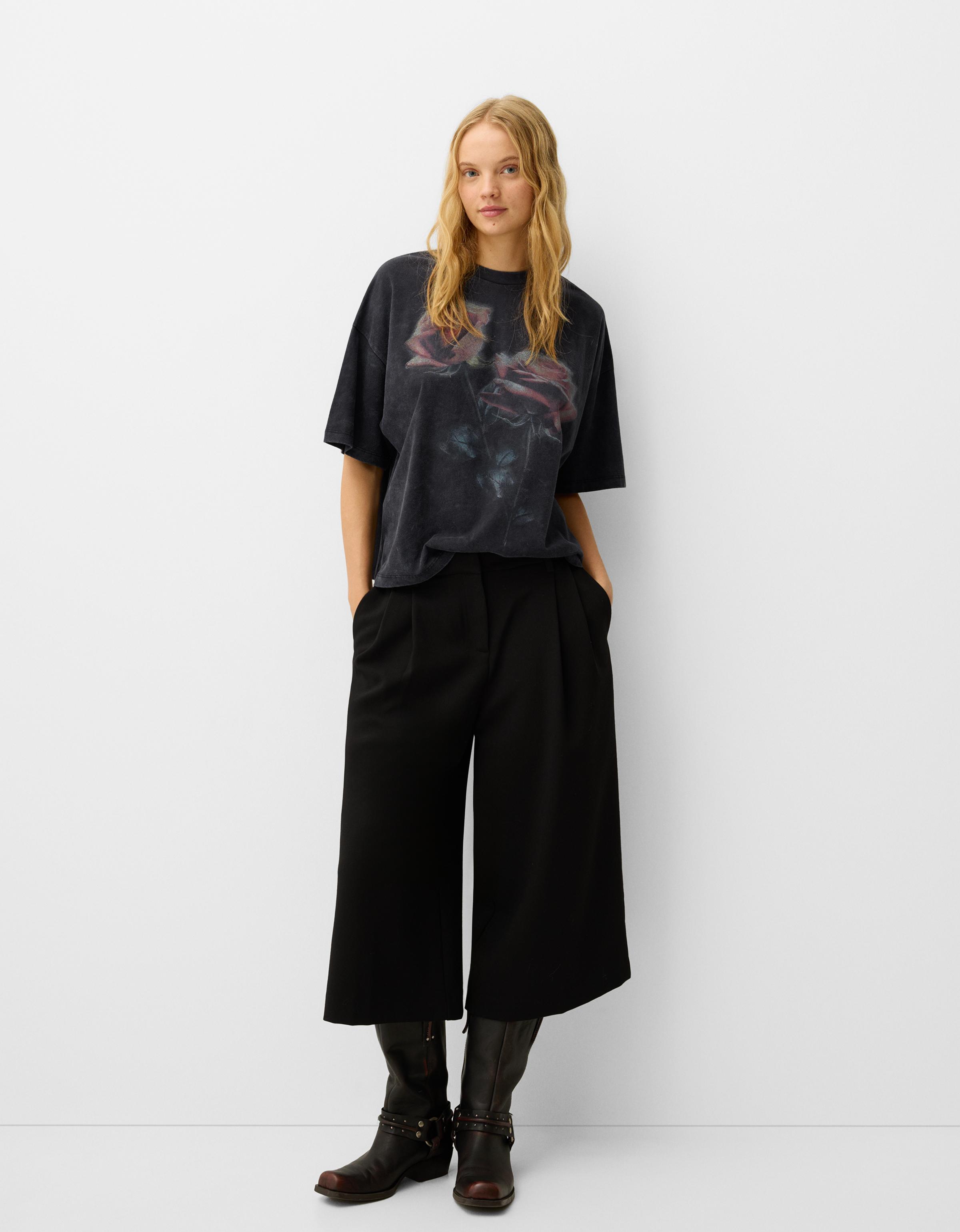 Printed short sleeve oversize T-shirt - T-shirts - Women