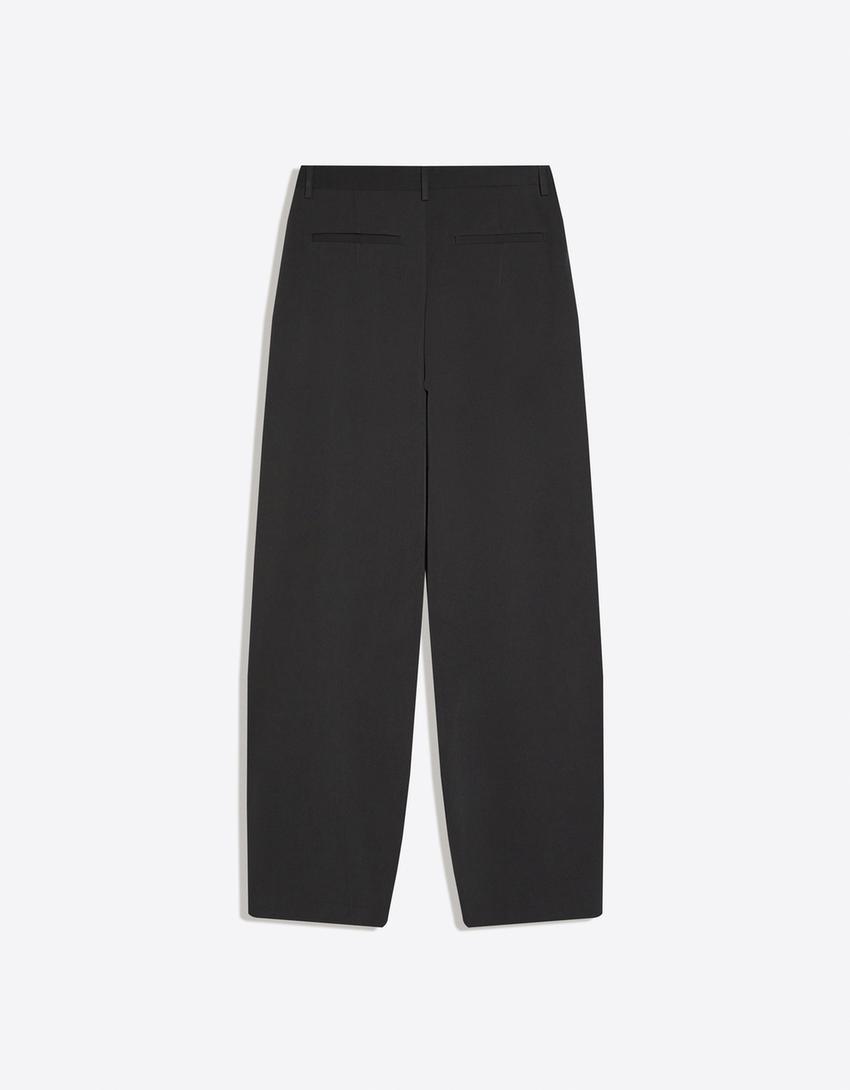 Super baggy tailored darted trousers-Dark grey