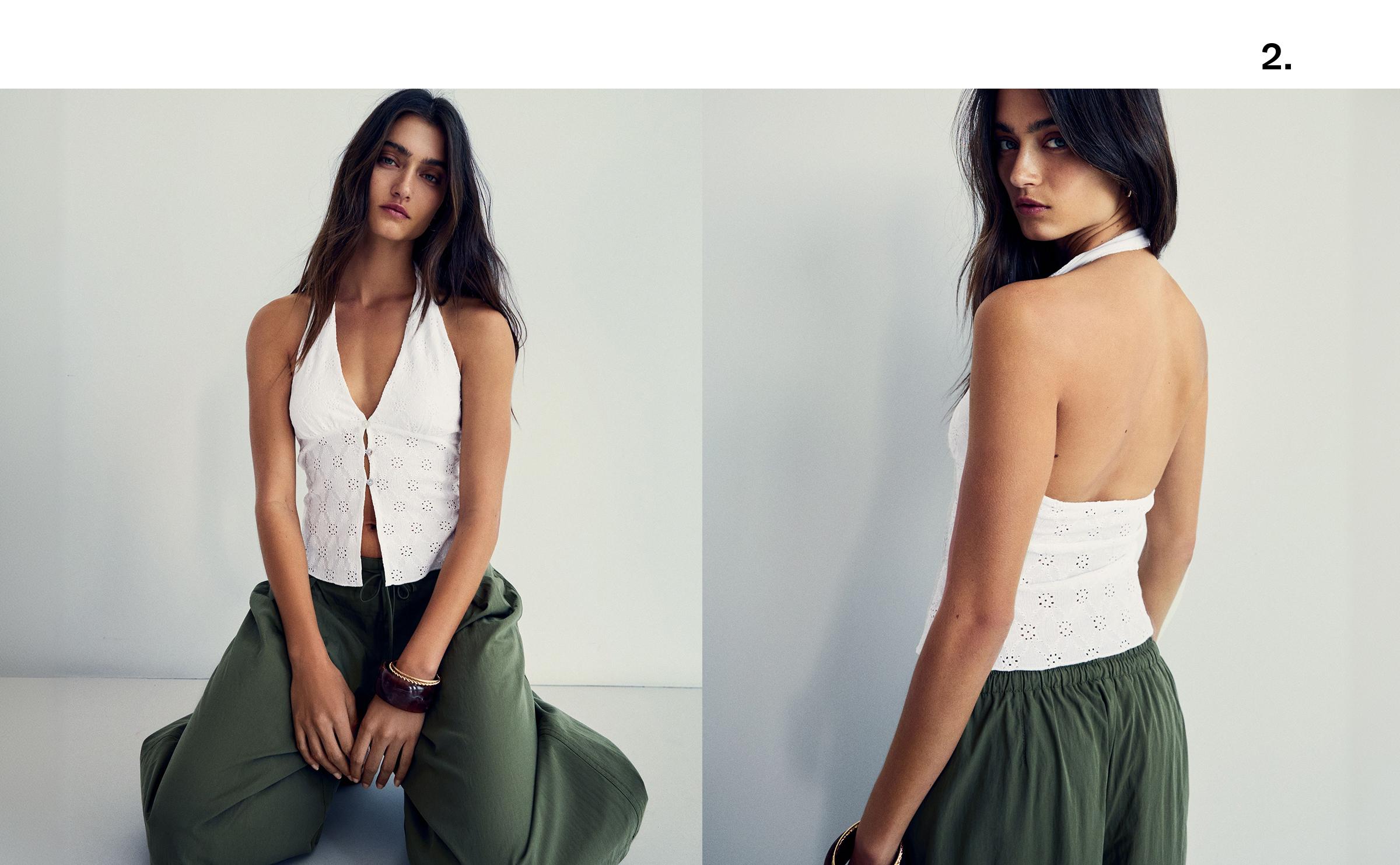 Halter yaka düğmeli bluz - Görsel 18