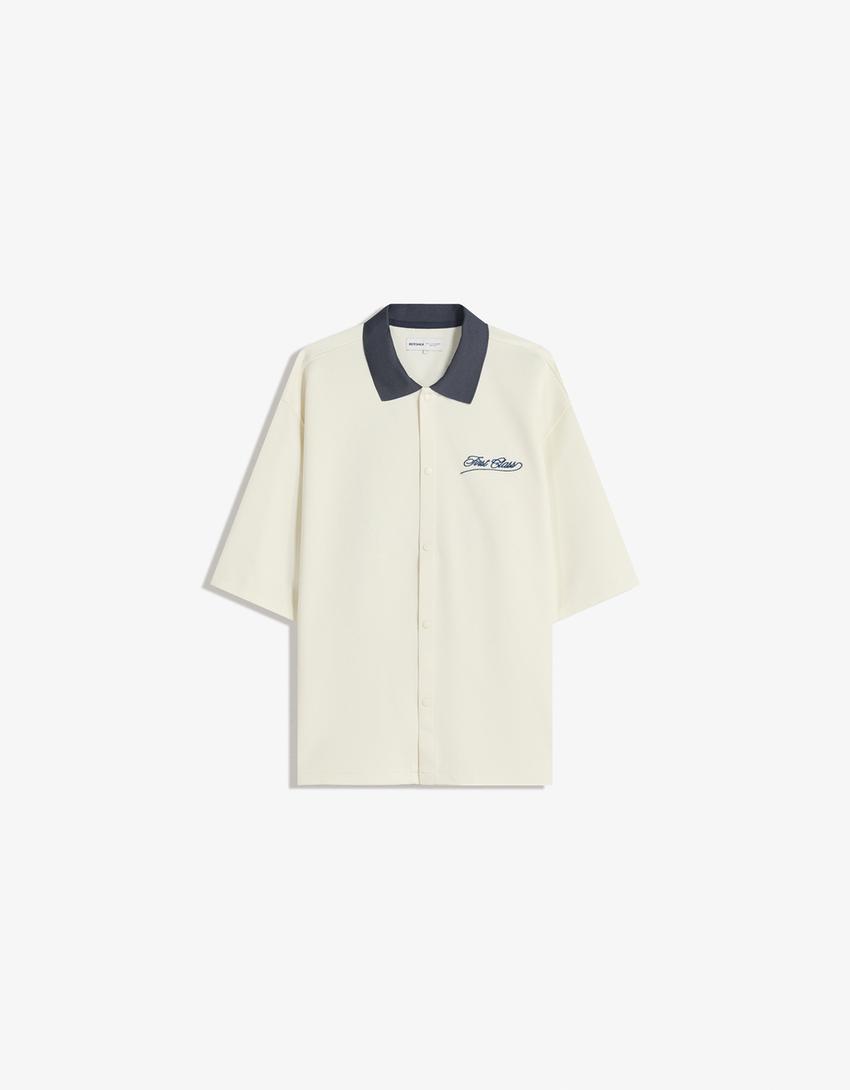 Camisa manga corta bordados-Crudo-4