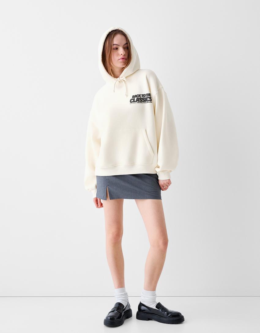 Sweatshirt capuz oversize estampado-Cru-3