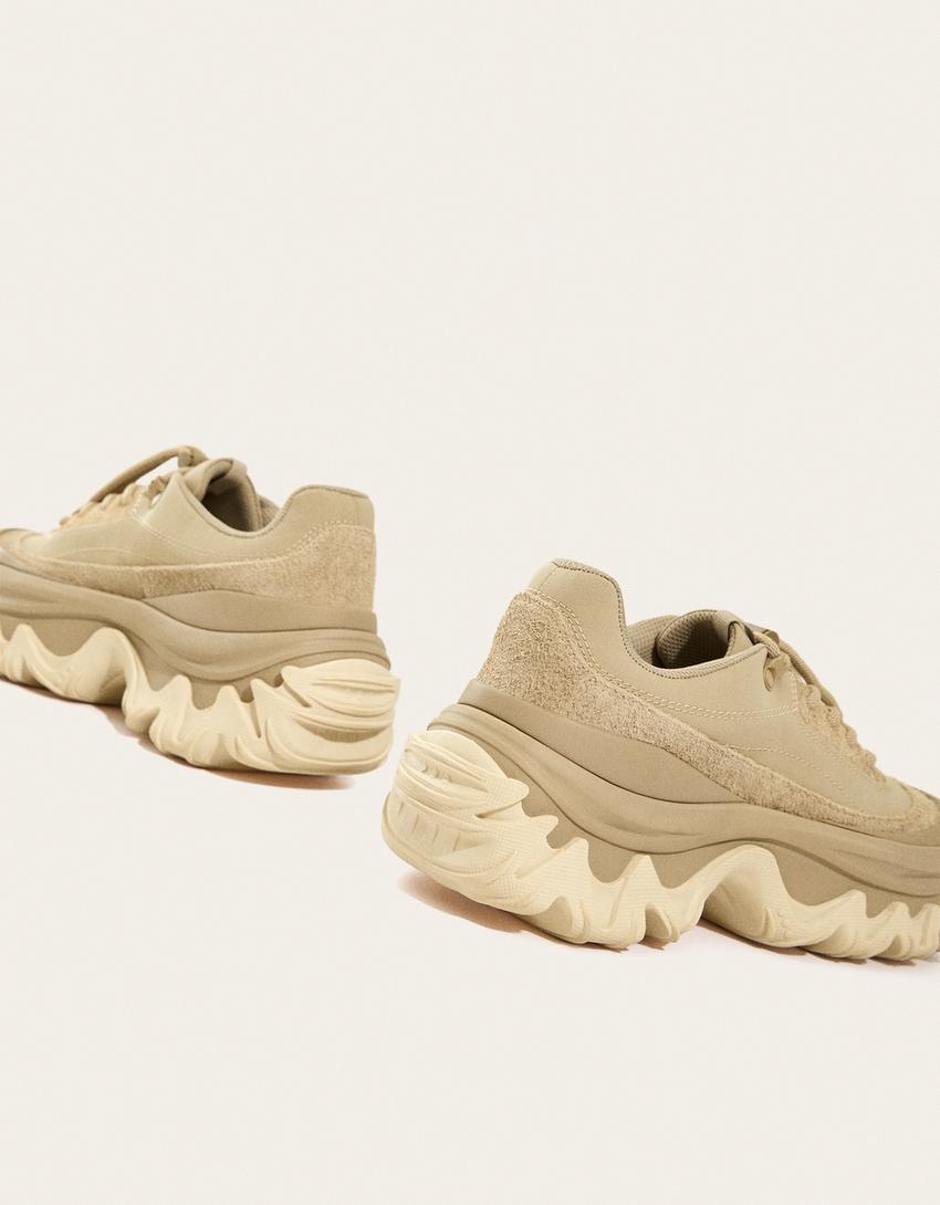 Sapatilhas RAL7000STUDIO x Bershka detalhe cordões-Areia-5