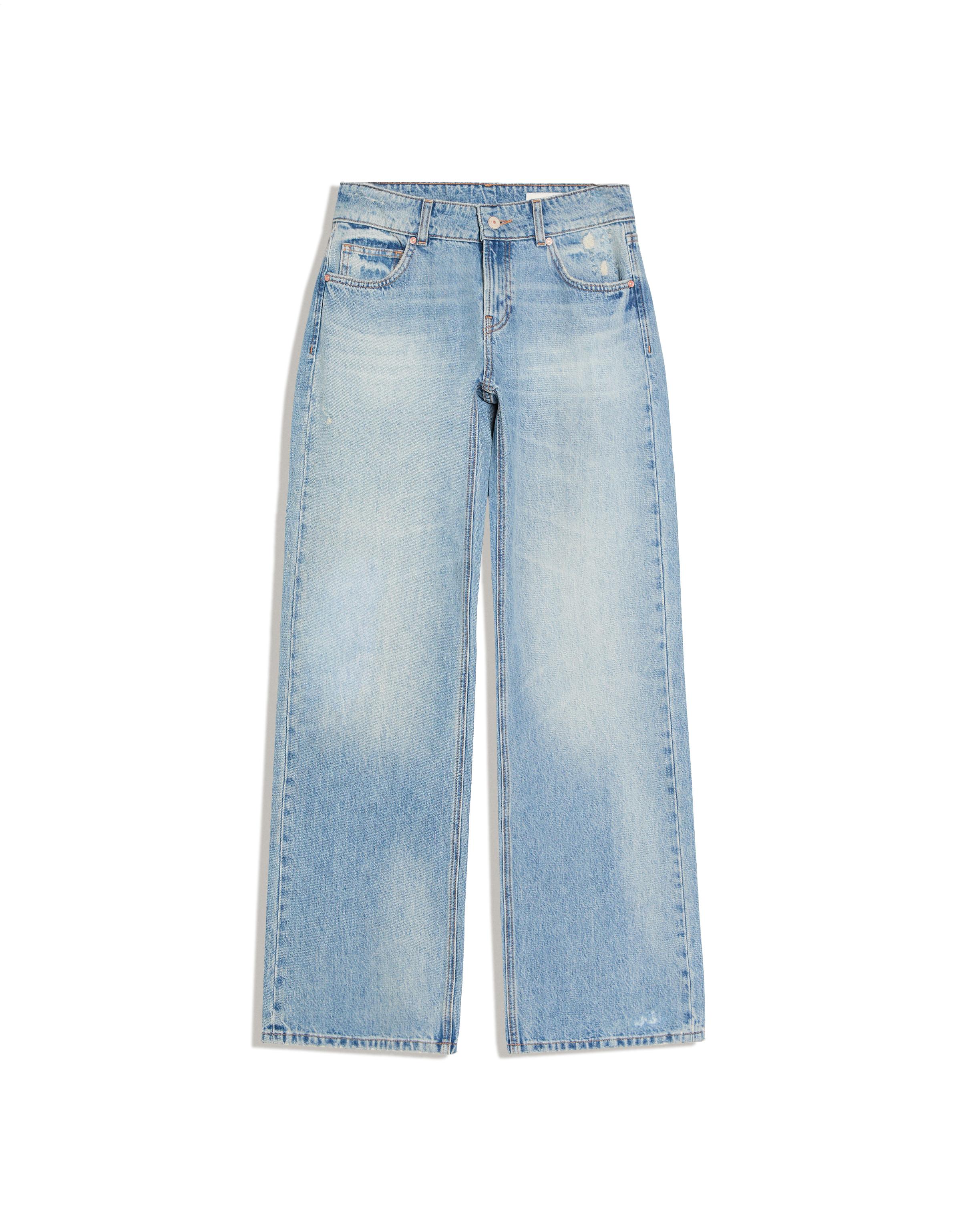Mid-waist straight jeans — Light blue