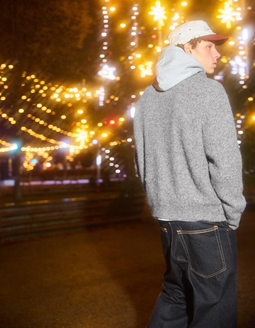 Pullover mit Reißverschlusskragen-Grau