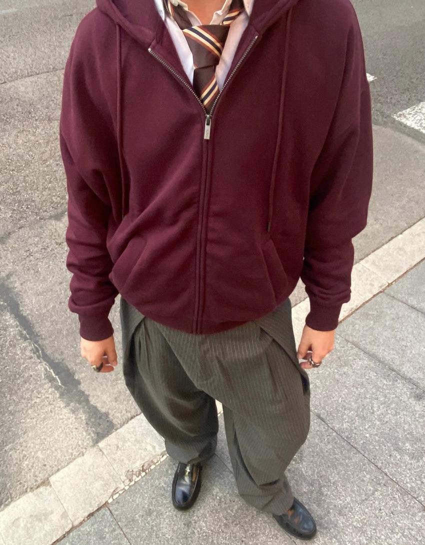 Zip-up hoodie-Maroon