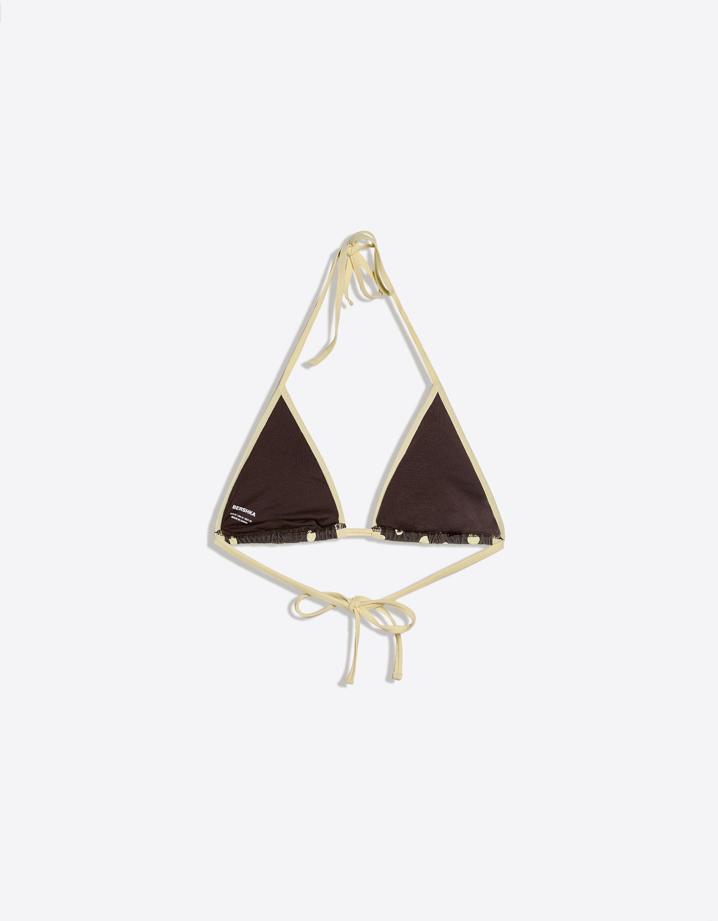 Polka dot triangle bikini top — Brown