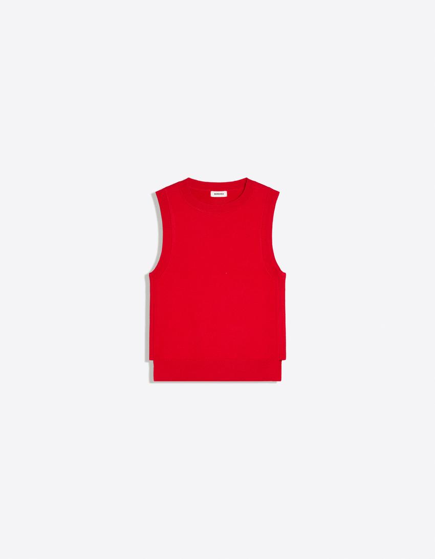 Ärmelloses Stricktop-Rot