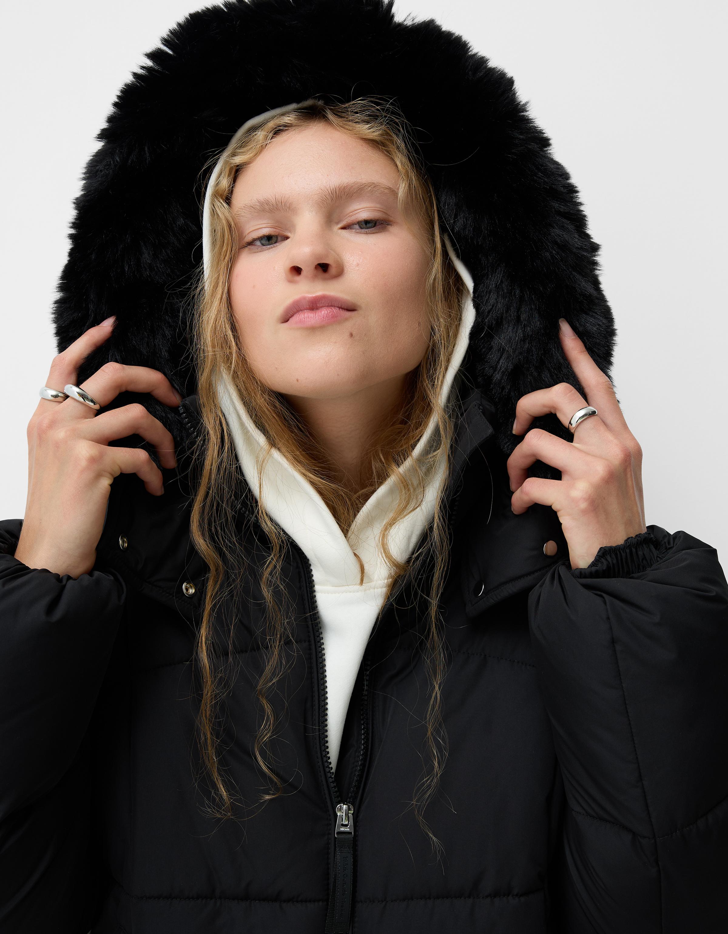 Puffer jacket with faux fur hood - Jackets and blazers - BSK