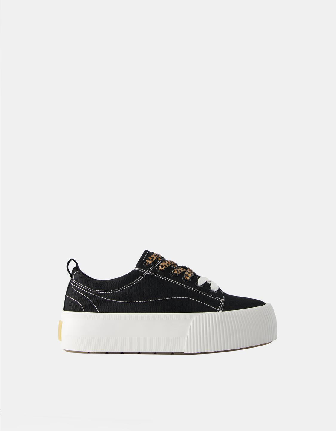 Fabric platform trainers with animal print details