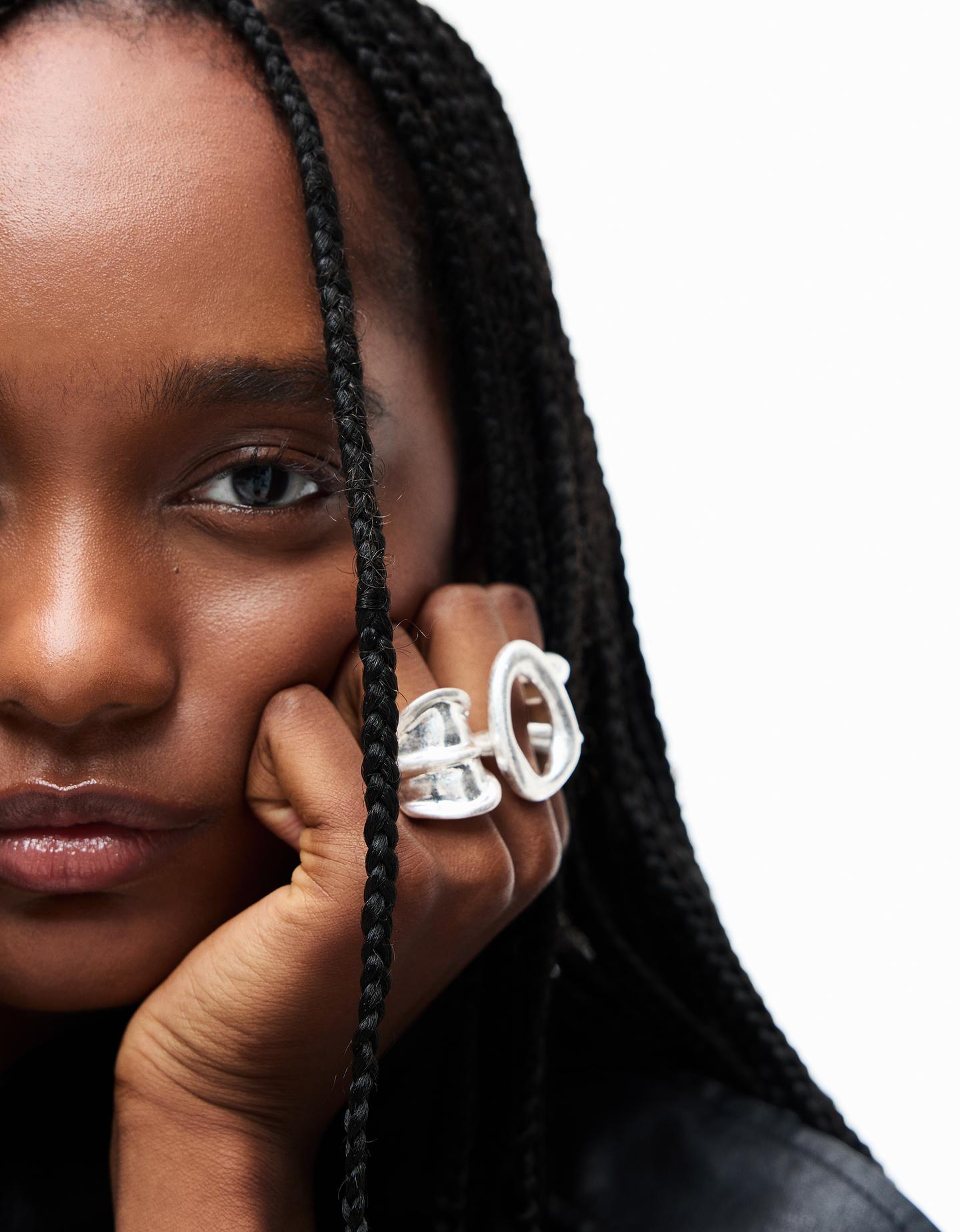 Bershka komplet 3 pierścionków srebrny