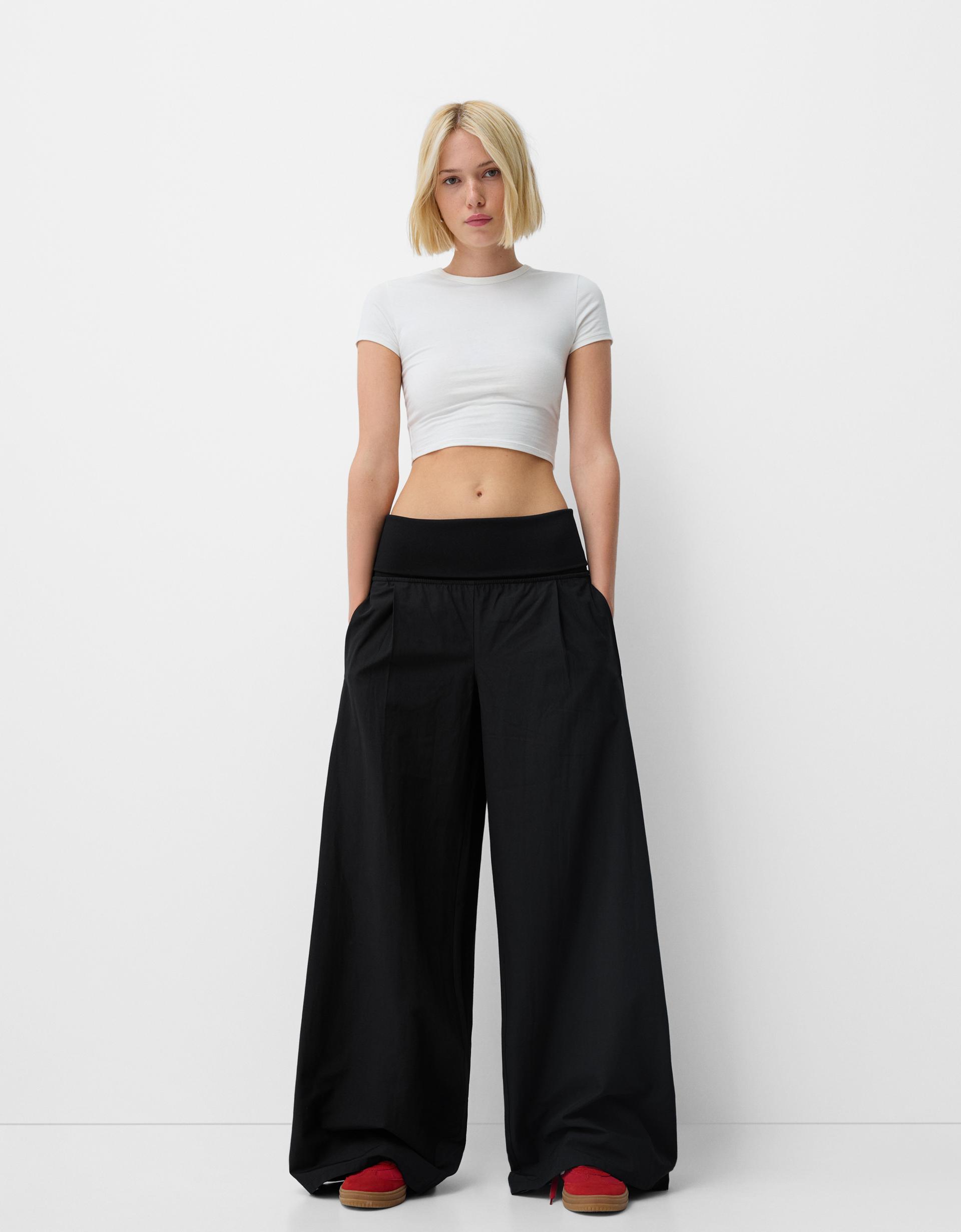 Pantalon Ancho Pantalones De Vestir Bershka Mujer Pantalã³n