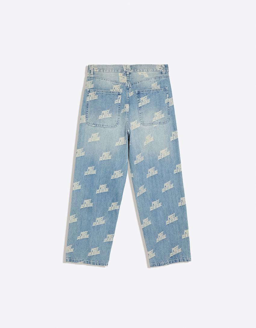 Jacquard jeans-Light blue
