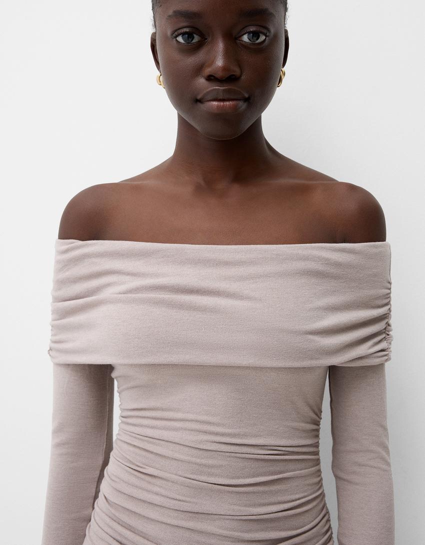 Bardot midi dress-Sand-2