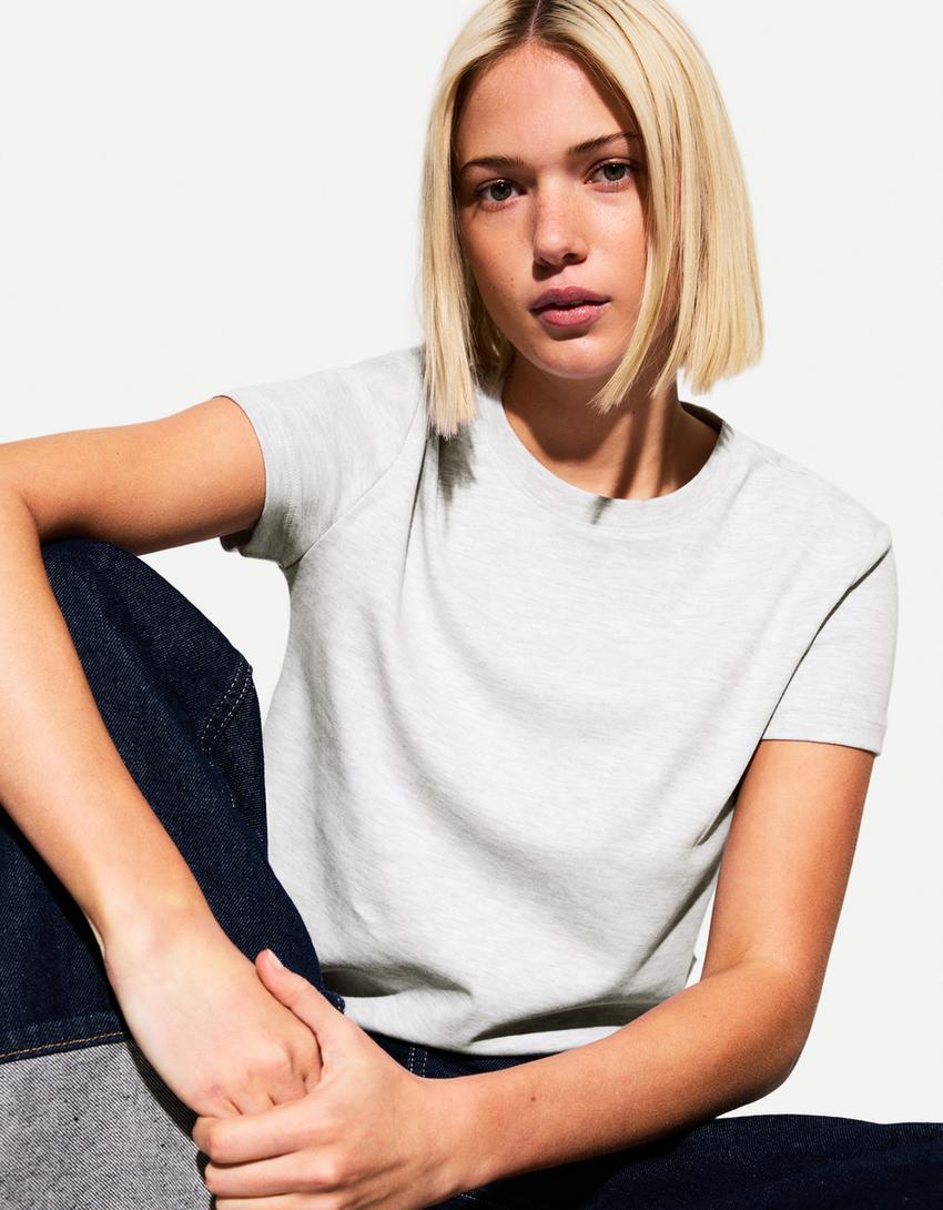 T-shirt à manches courtes heavy cotton-Gris