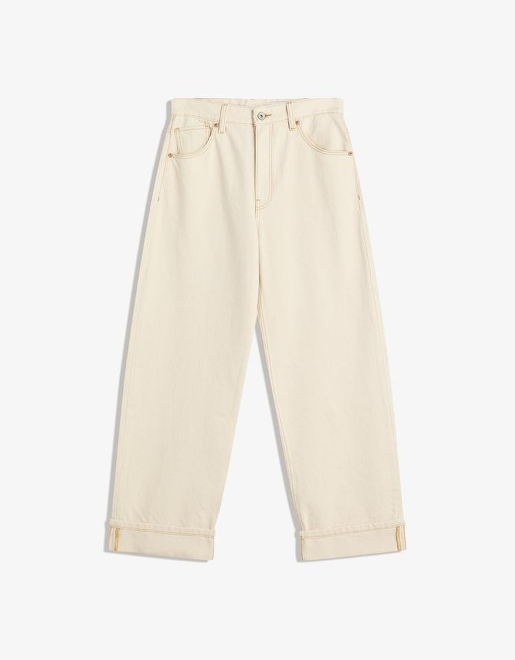 Baggy fit, katlamalı paça jean