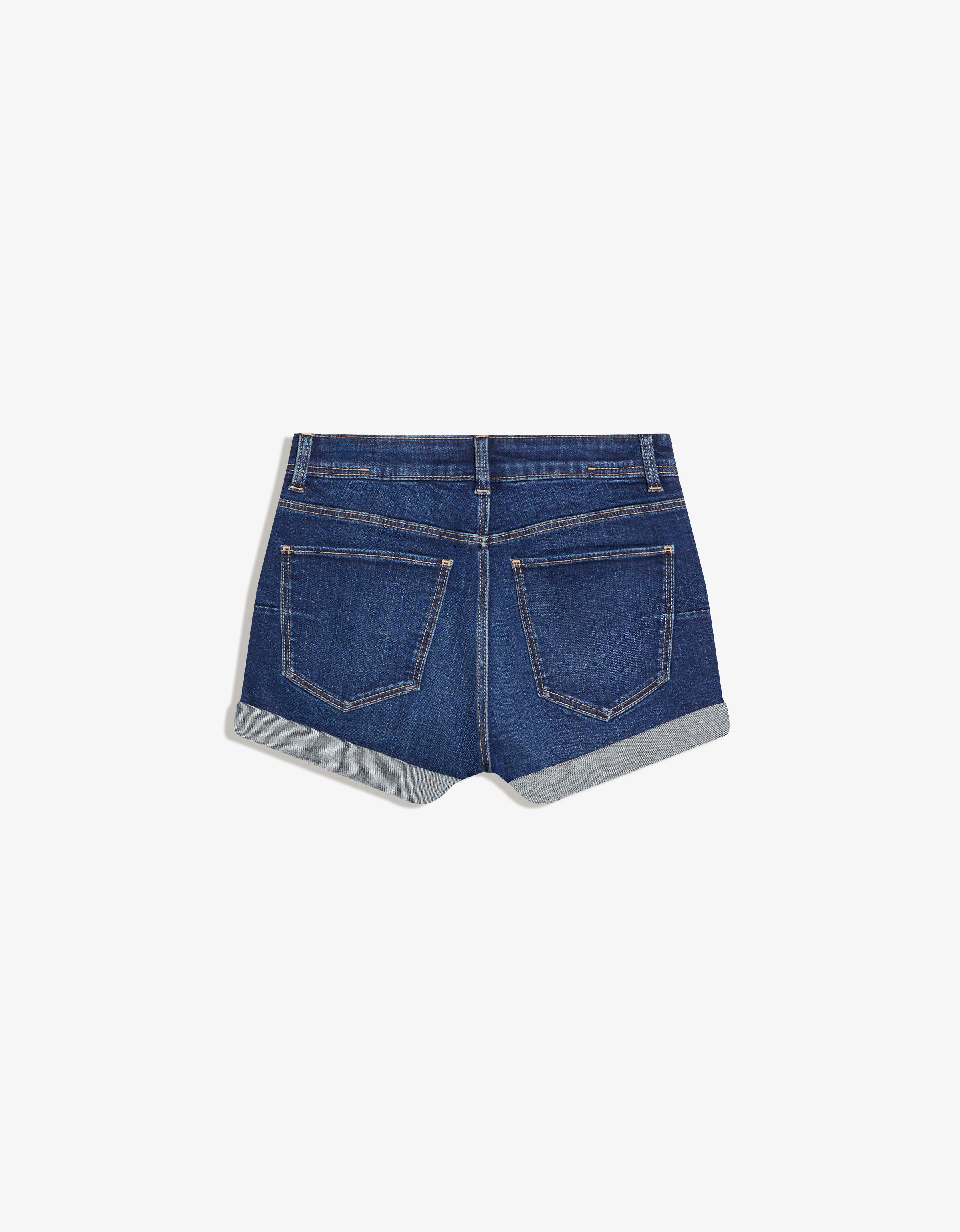 Roll-up denim shorts