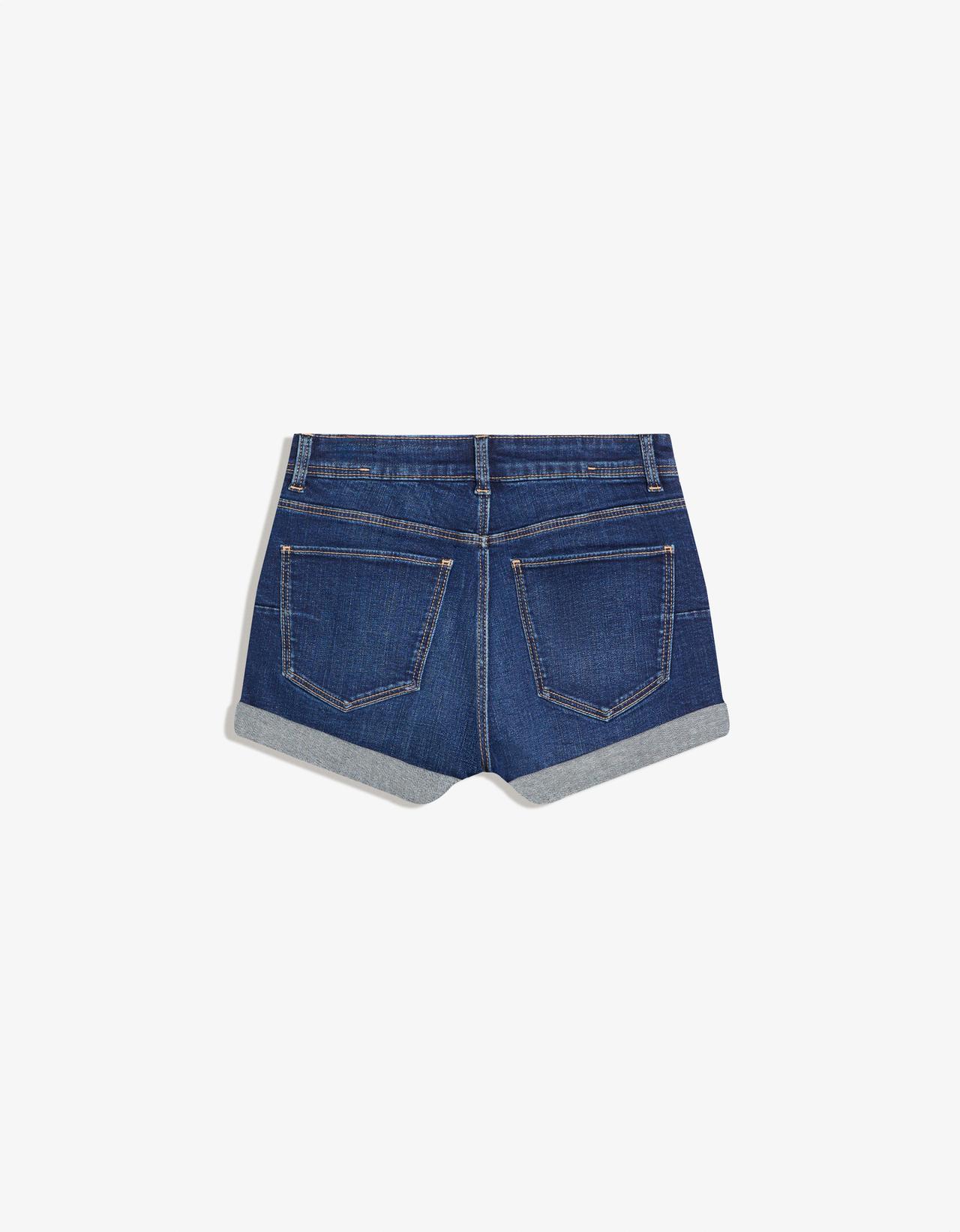 Roll-up denim shorts — Blue