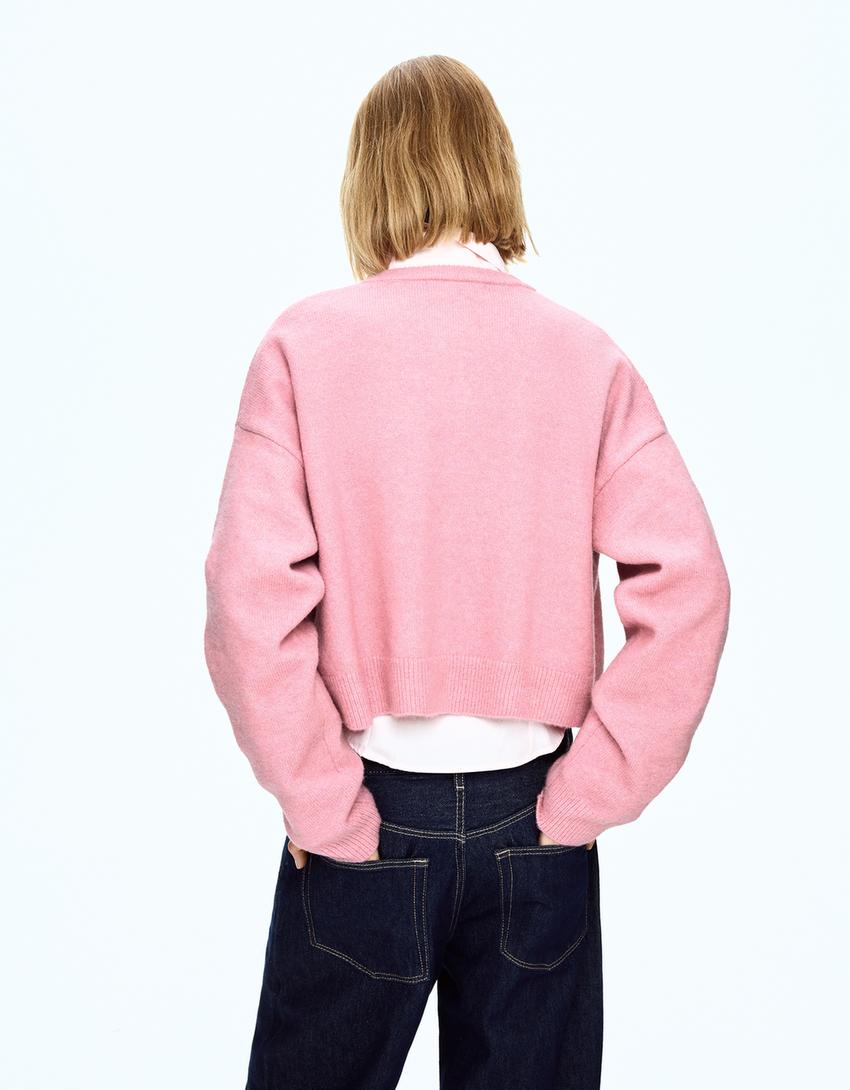 Chaqueta botóns tacto suave-Rosa