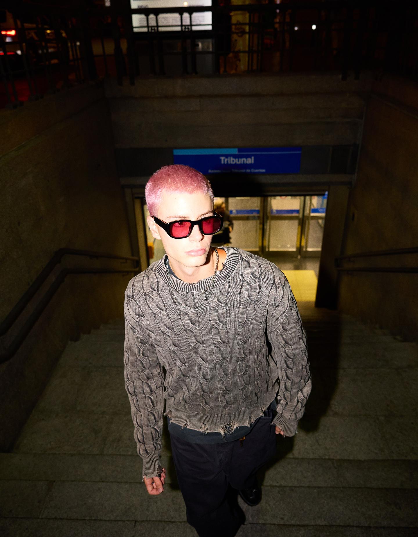 Bershka sweter w warkocze szary