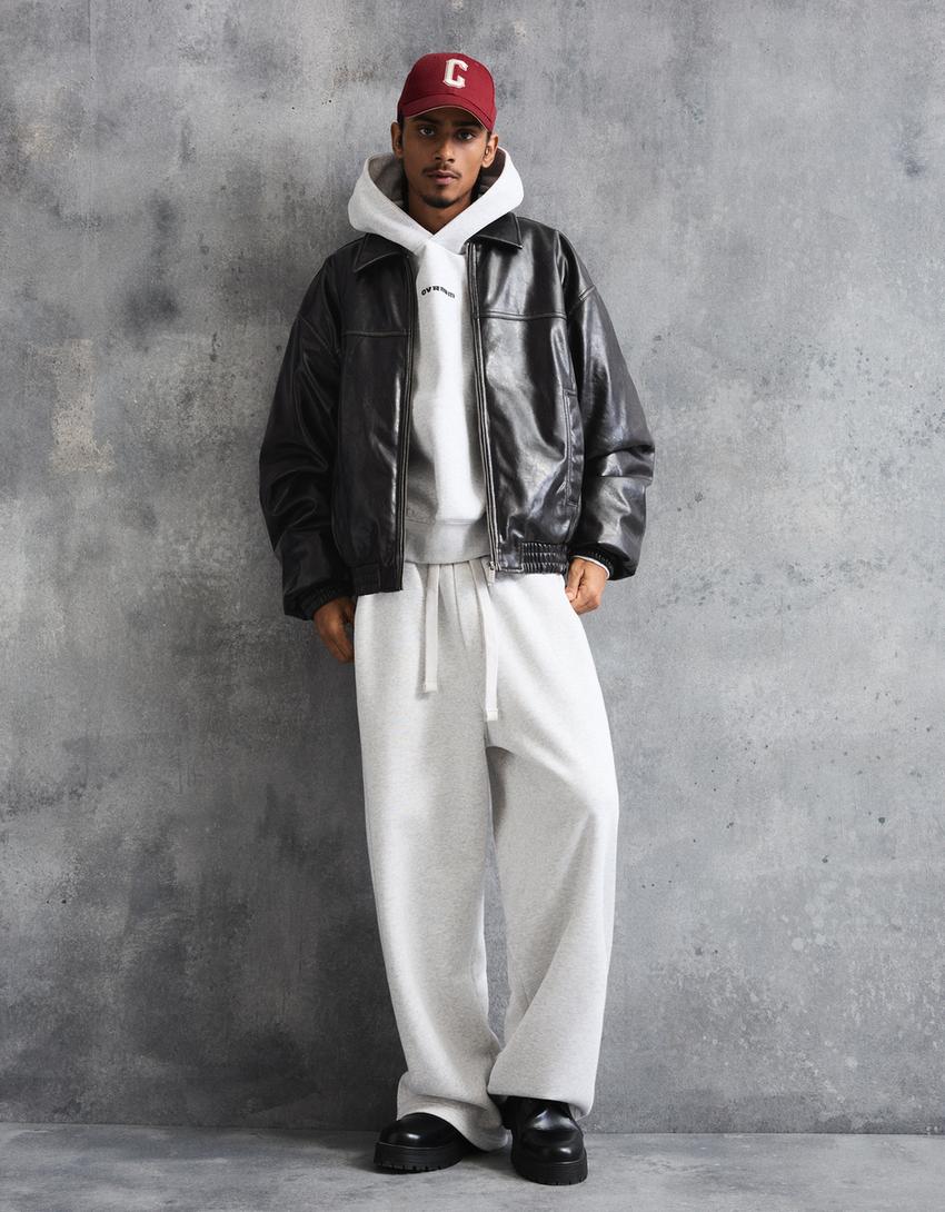 Leather-effect jacket-Black