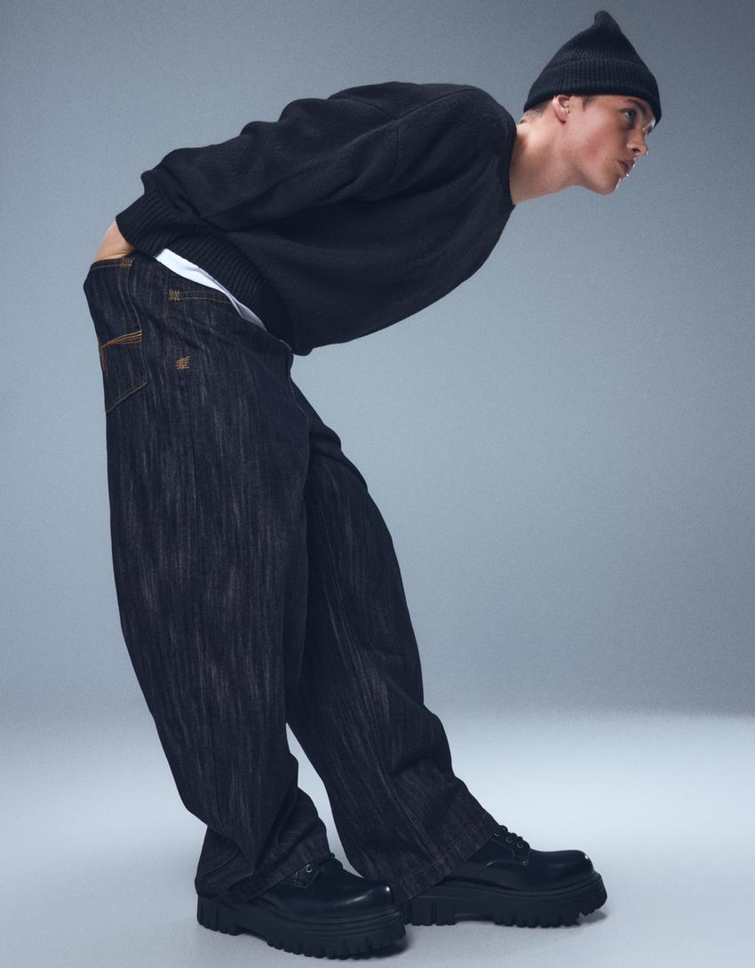 Pantof blucher cu talpă groasă-Negru