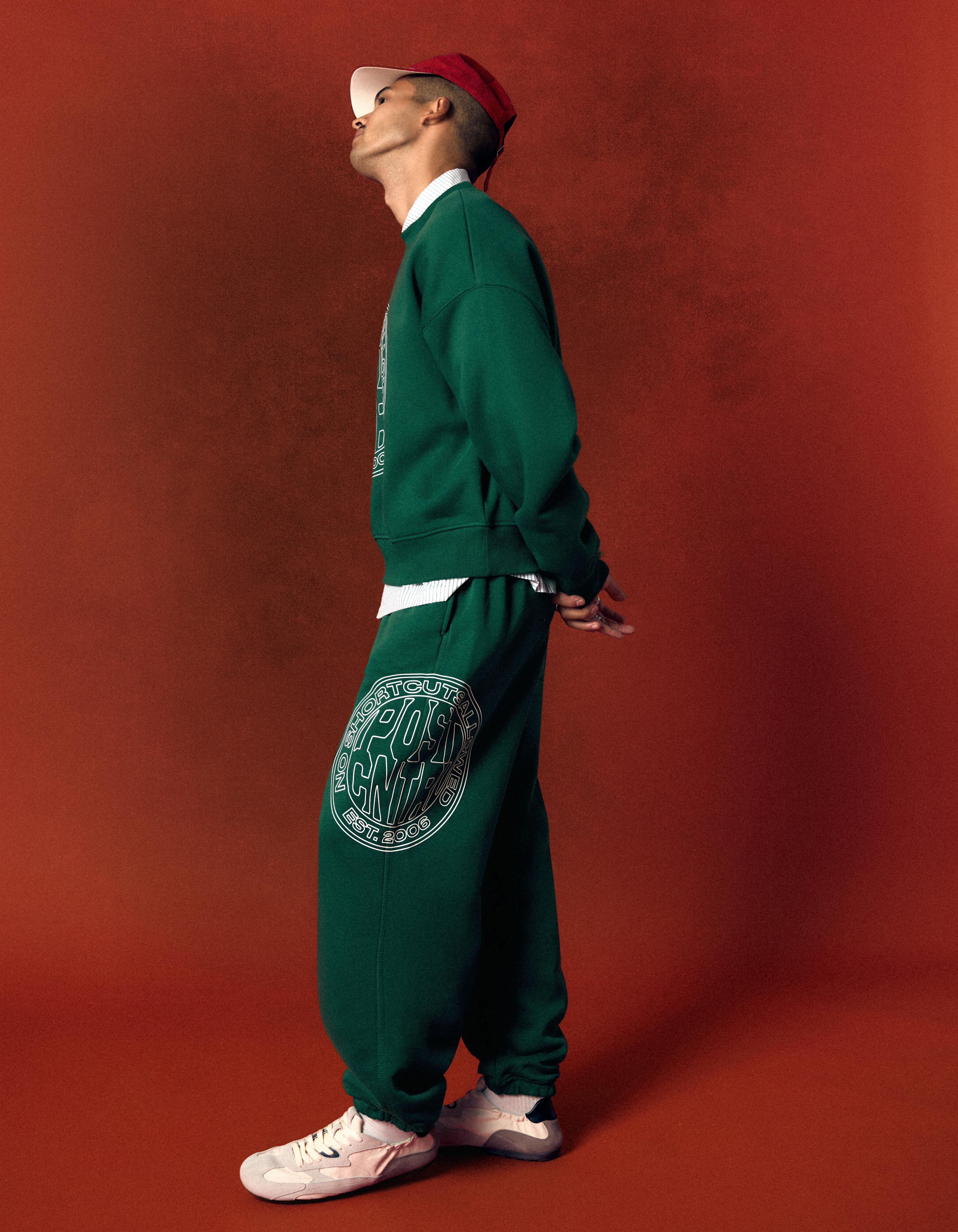 Side print joggers — Green