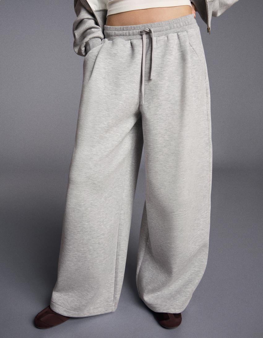 Barrel fit modal pantolon-Gri