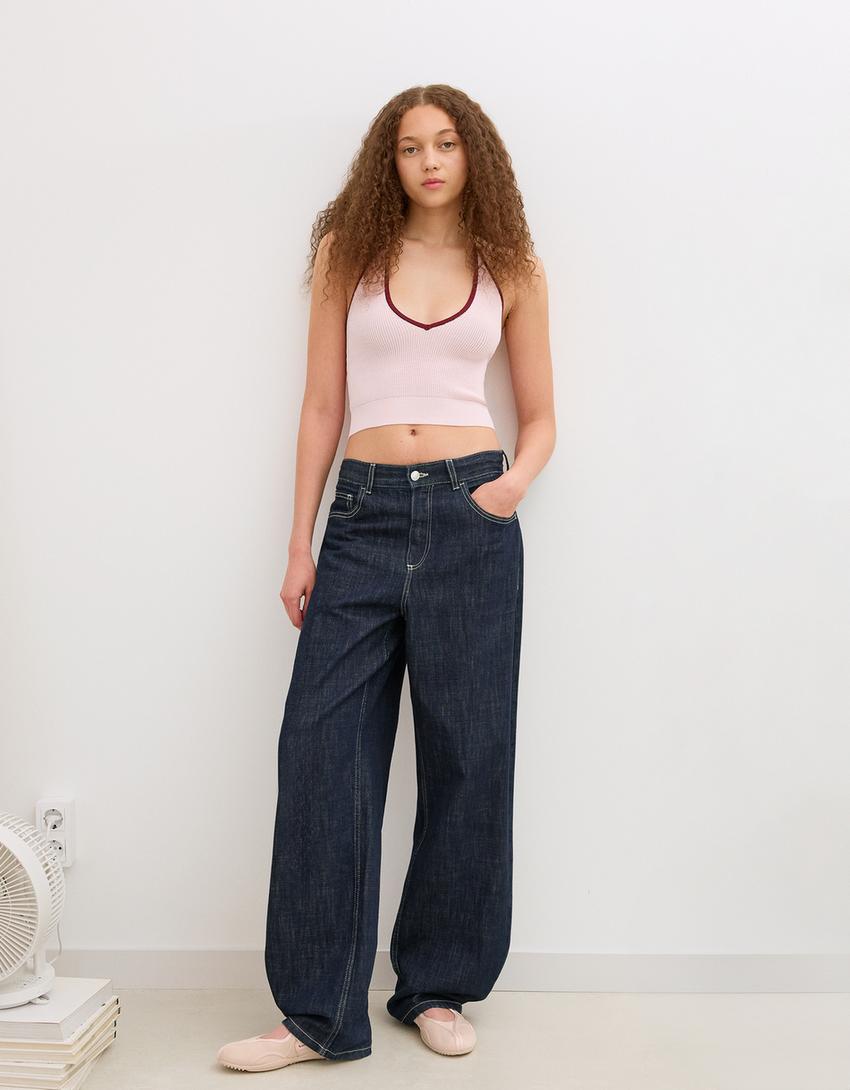 Top halter contraste-Rosa