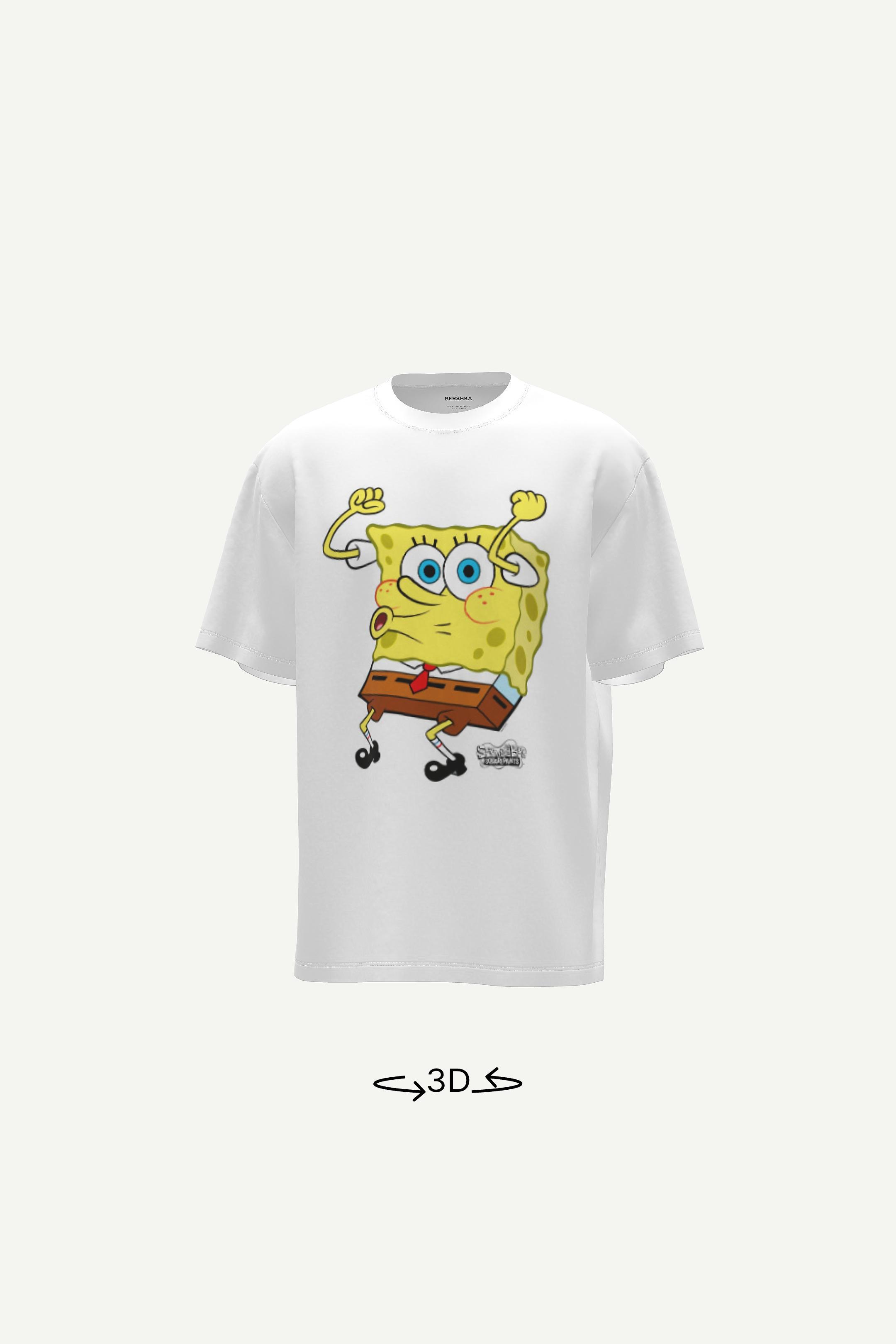 Camiseta SpongeBob manga curta-Branco-0