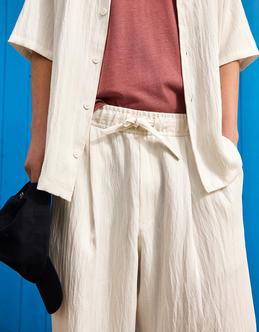 Rustic baggy trousers-White