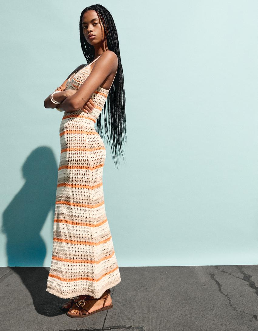 Robe midi rustique - Femme | Bershka