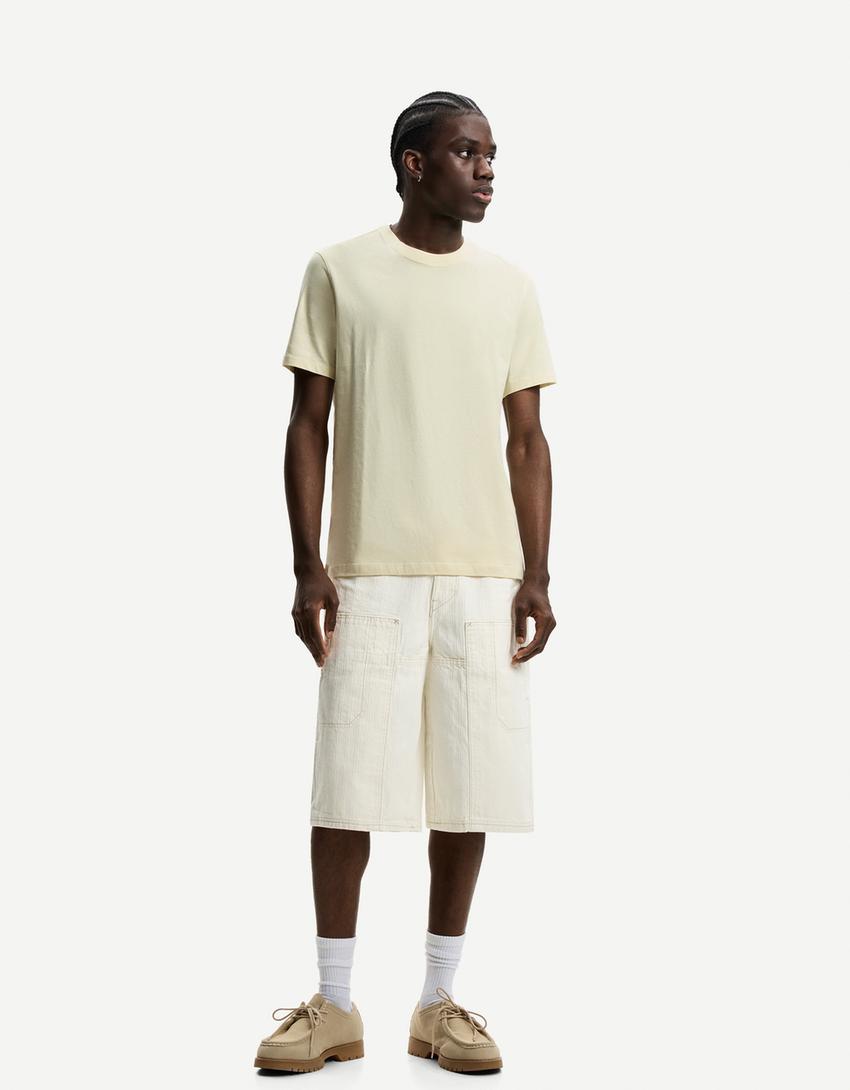 T-shirt à manches courtes basique-Jaune-3