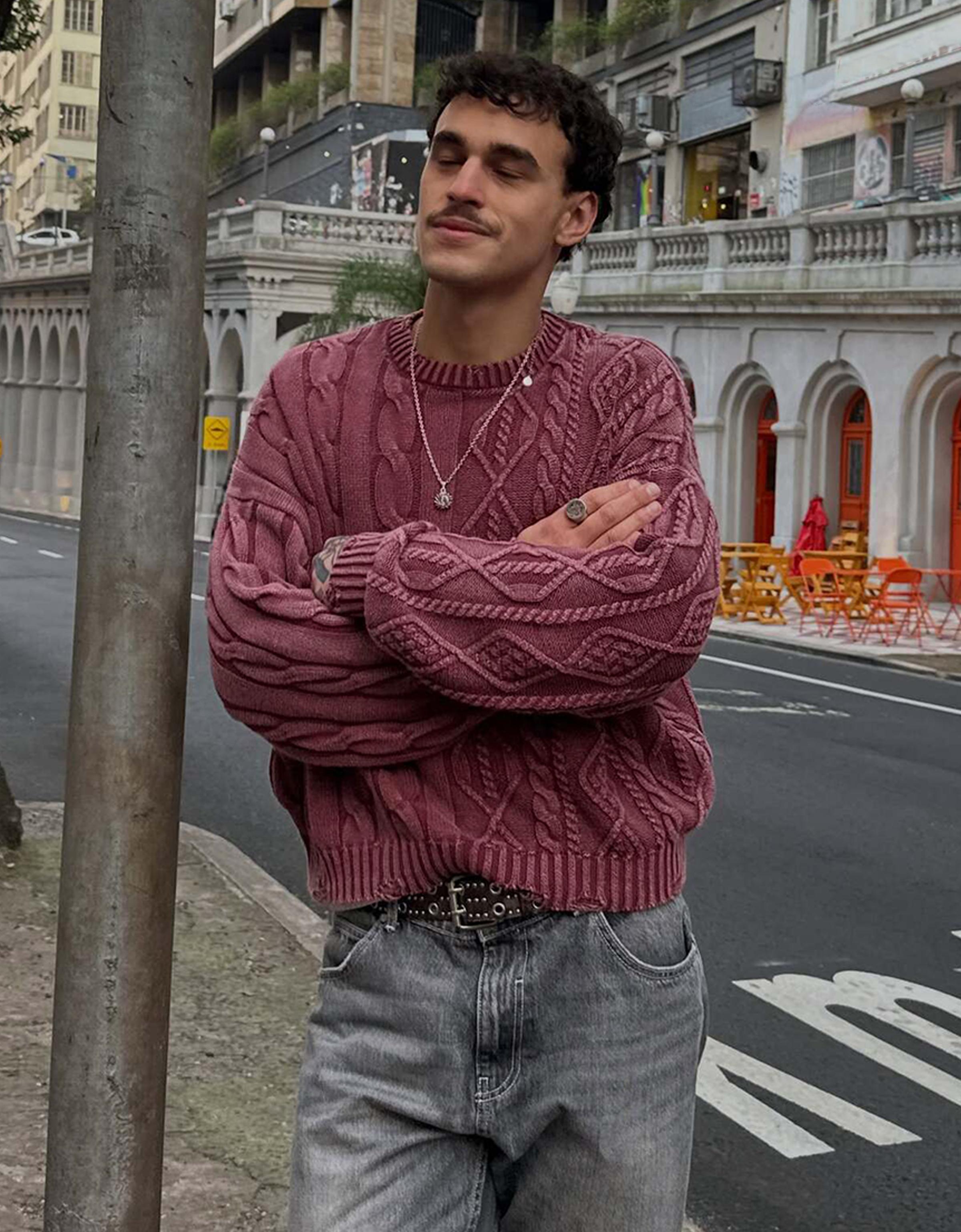 Bershka Yıkama efektli örgü kazak görsel 4