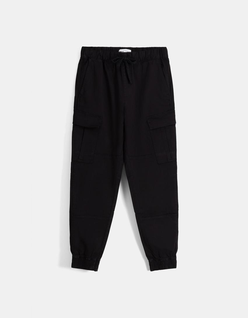 Pantalon jogger cargo-Noir-4