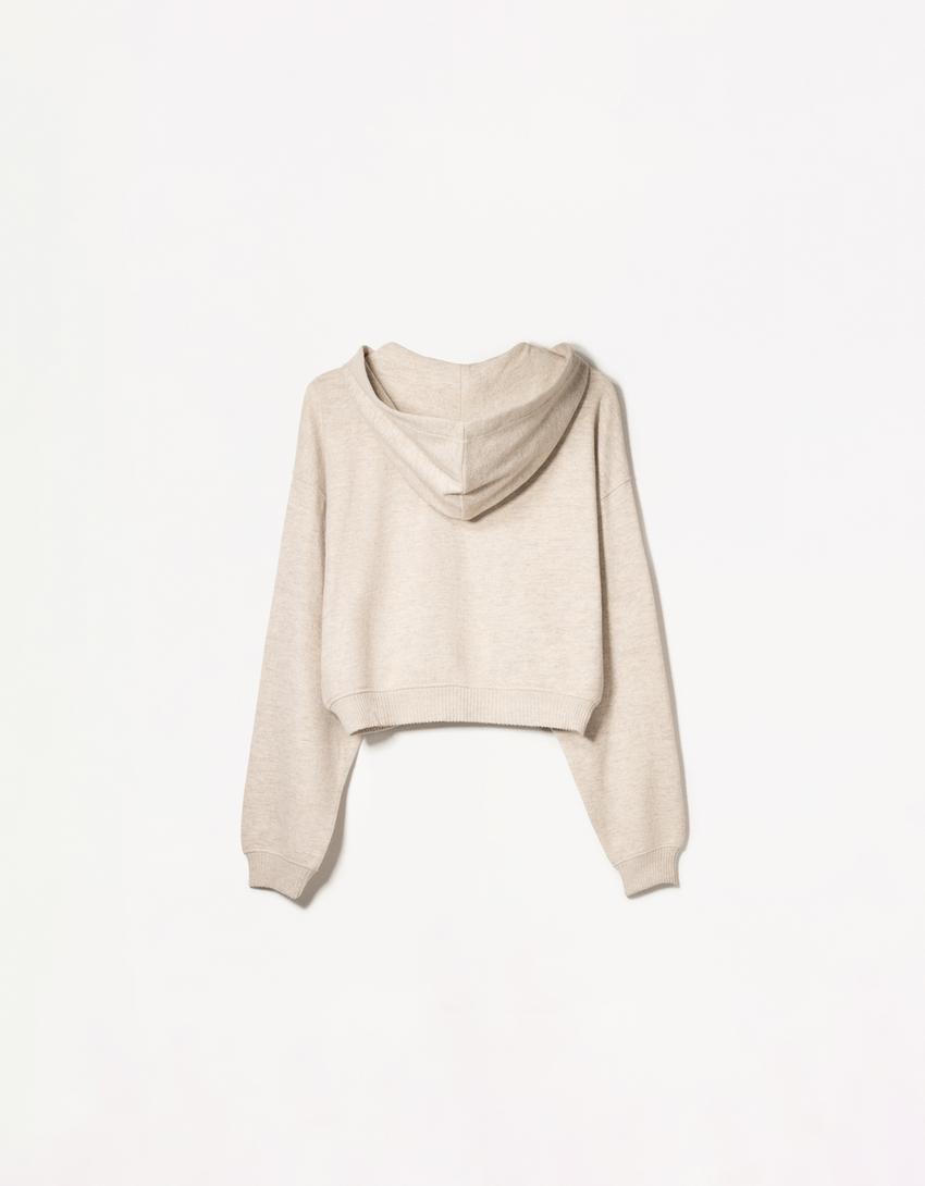 Jacke mit Reißverschluss und Kapuze-Sandfarbe-4