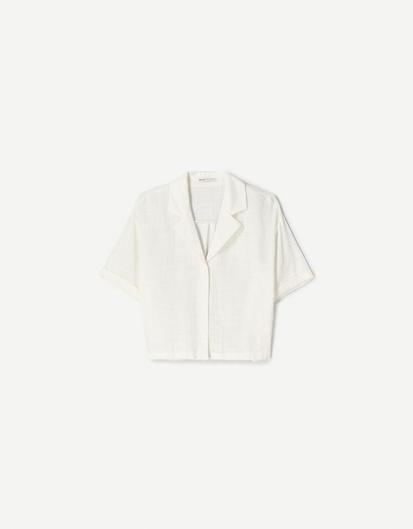 Conjunto camisa e calças rústicas-Branco-3