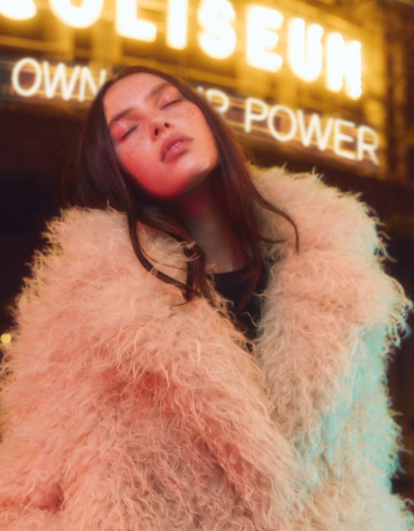 Faux fur jacket-Pink
