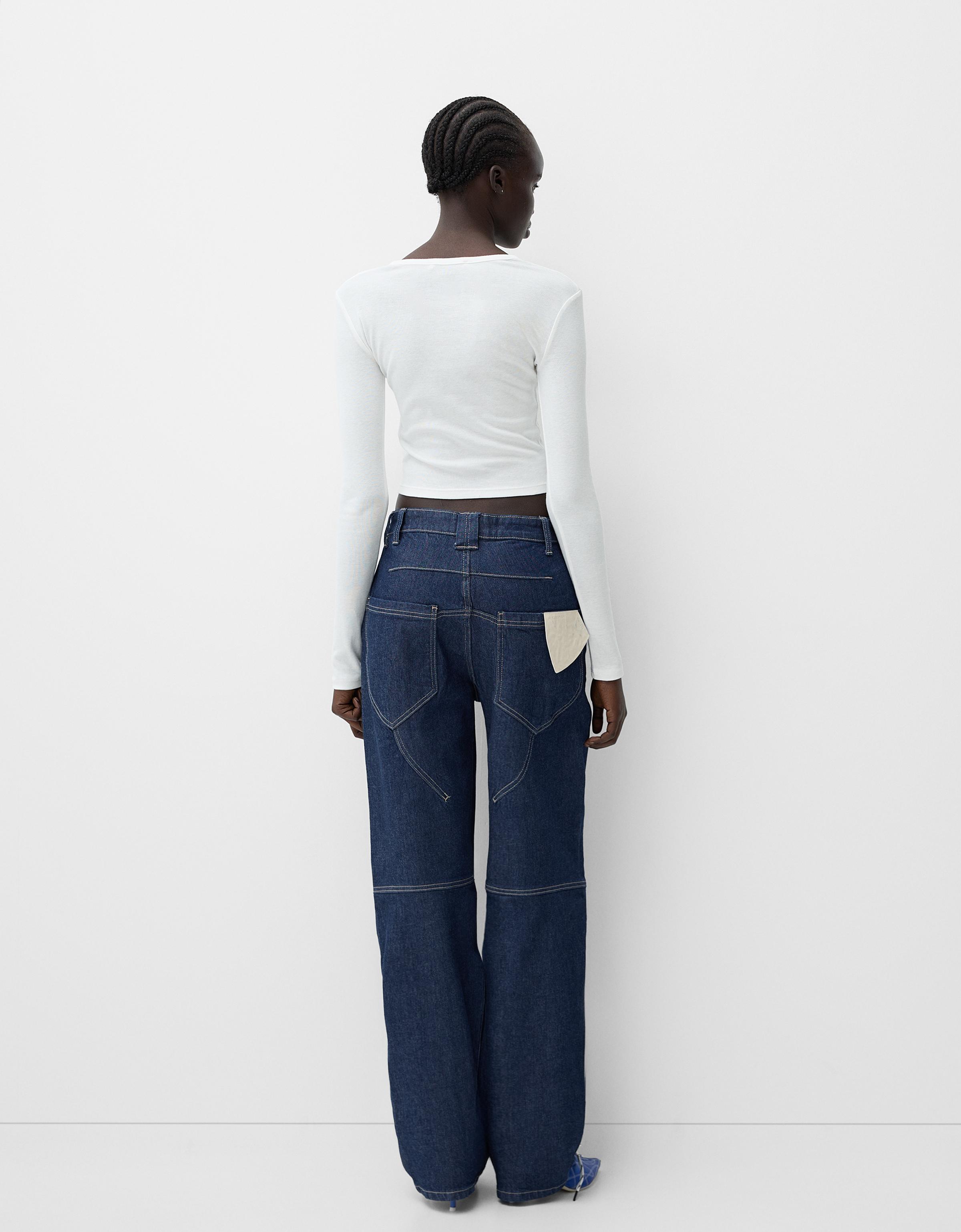 Jeansy baggy D insy Kobieta Bershka